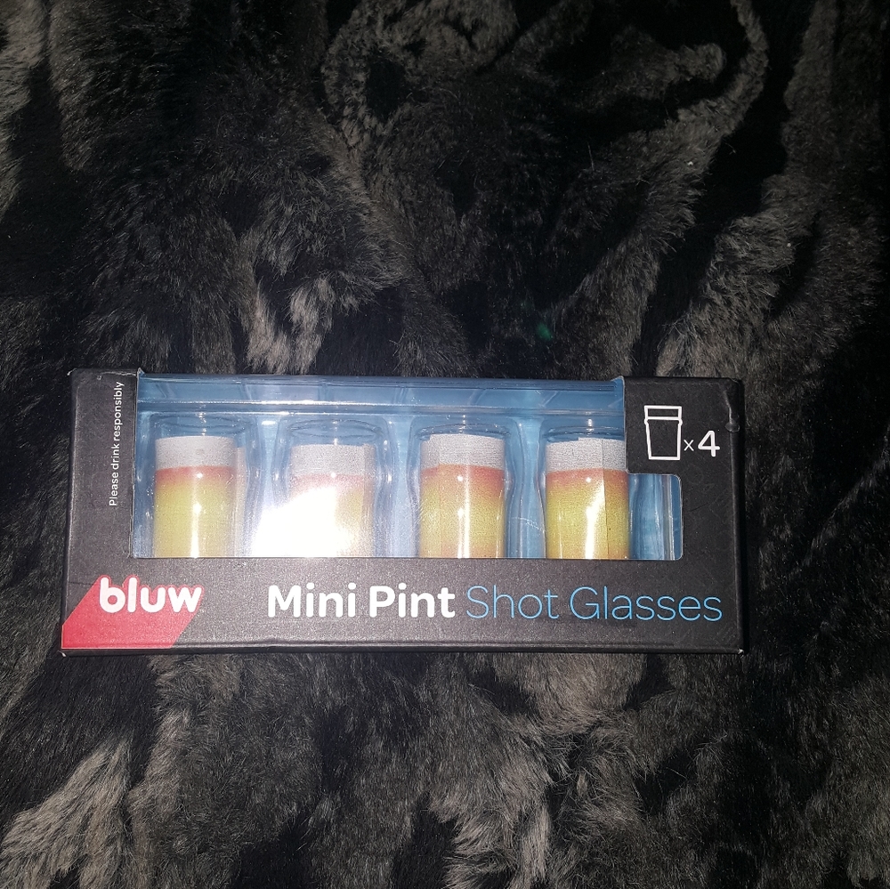 bluw Mini Pint Shot Glasses 4 Pack New Barware.